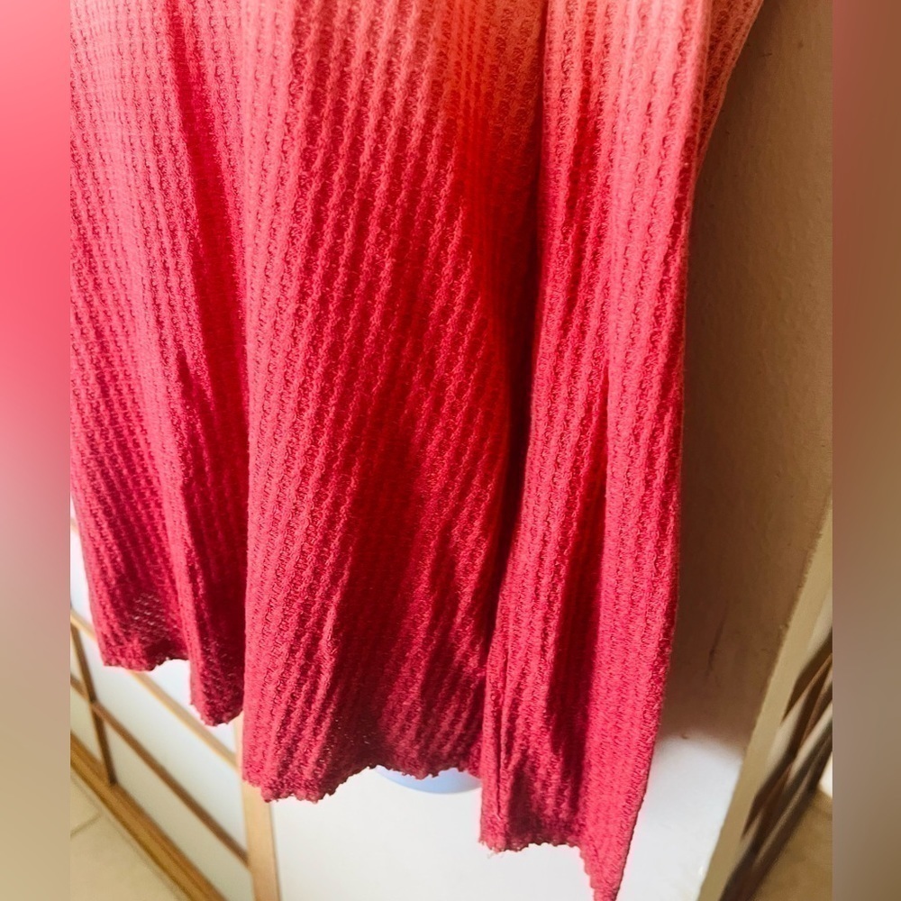 Knox Rose Anthropologie pink waffle knit sweater, cold shoulder long sleeve top - Picture 4 of 6